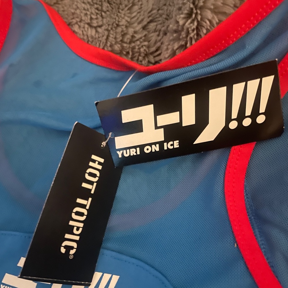 Blue Athletic Sports Bra with Red Trim - YURI on ice - Picture 5 of 5